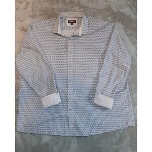 Johnston Murphy Mens Flip Cuff Button Up Shirt Long Sleeve Geometric XXL (2XL)